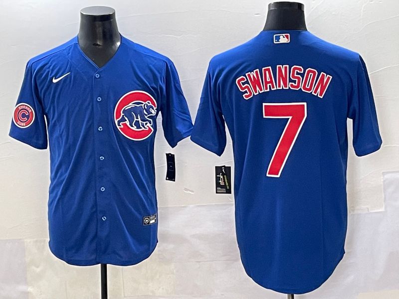 Men 2025 Chicago Cubs #7 Swanson Blue Game Nike MLB Jersey style 4
